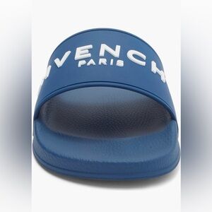 Givenchy Blue Logo Slide Sandal with White Branding